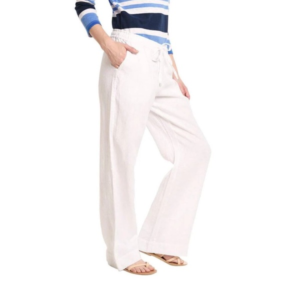 Tommy Bahama White 100% Linen Drawstring Pants EC  Size M - Picture 3 of 12